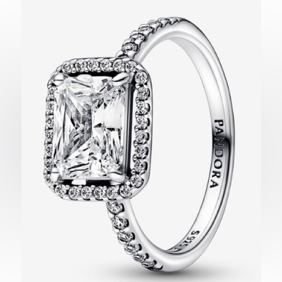 Pandora Rectangular Sparkling Halo Ring - Picture 4 of 5